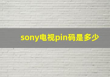 sony电视pin码是多少