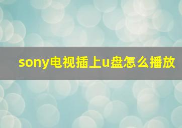 sony电视插上u盘怎么播放