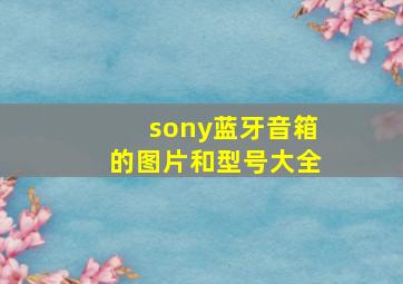 sony蓝牙音箱的图片和型号大全