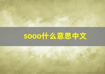 sooo什么意思中文