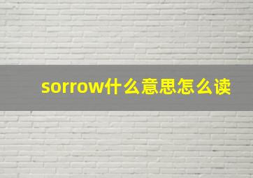 sorrow什么意思怎么读