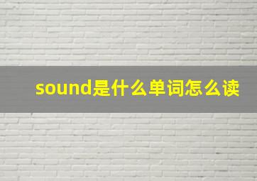 sound是什么单词怎么读