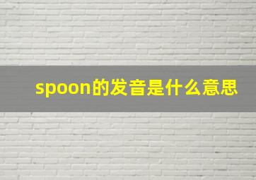 spoon的发音是什么意思