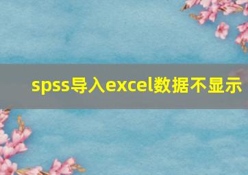 spss导入excel数据不显示