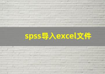 spss导入excel文件