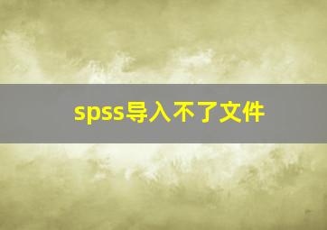 spss导入不了文件