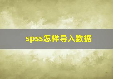 spss怎样导入数据