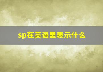 sp在英语里表示什么