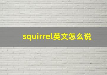 squirrel英文怎么说