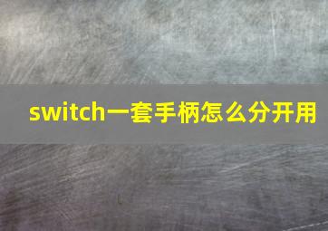 switch一套手柄怎么分开用