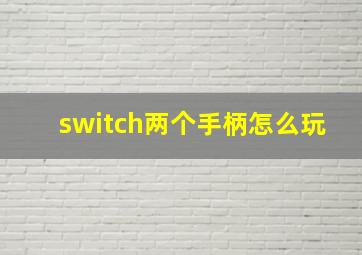 switch两个手柄怎么玩