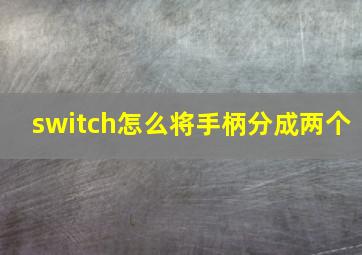 switch怎么将手柄分成两个