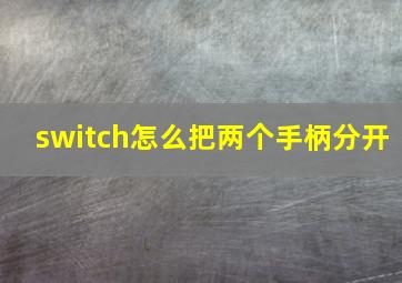 switch怎么把两个手柄分开