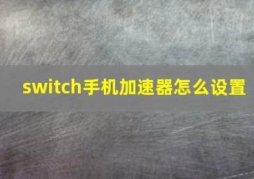 switch手机加速器怎么设置