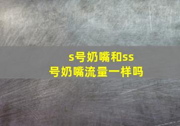 s号奶嘴和ss号奶嘴流量一样吗