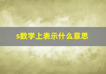 s数学上表示什么意思