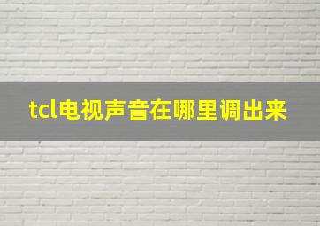 tcl电视声音在哪里调出来