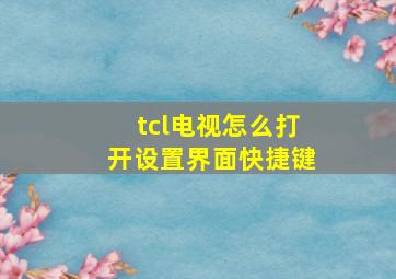 tcl电视怎么打开设置界面快捷键