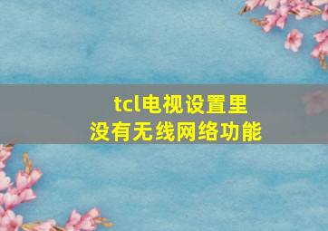 tcl电视设置里没有无线网络功能