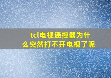 tcl电视遥控器为什么突然打不开电视了呢