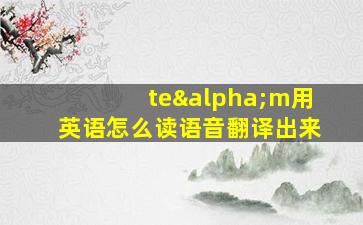 teαm用英语怎么读语音翻译出来