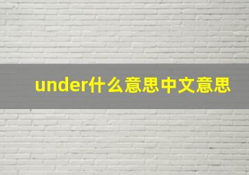 under什么意思中文意思