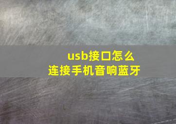 usb接口怎么连接手机音响蓝牙