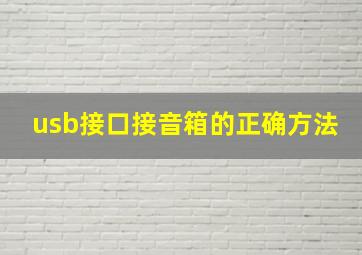 usb接口接音箱的正确方法