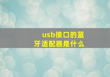 usb接口的蓝牙适配器是什么