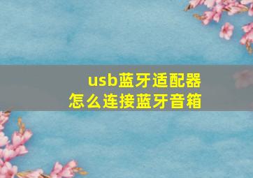 usb蓝牙适配器怎么连接蓝牙音箱