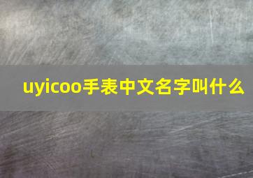 uyicoo手表中文名字叫什么