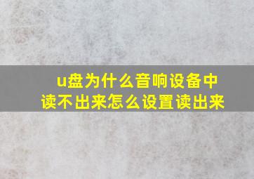 u盘为什么音响设备中读不出来怎么设置读出来