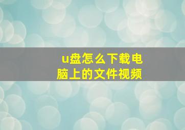 u盘怎么下载电脑上的文件视频