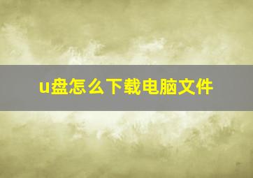 u盘怎么下载电脑文件