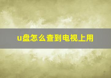 u盘怎么查到电视上用