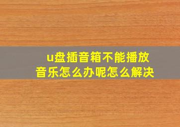 u盘插音箱不能播放音乐怎么办呢怎么解决