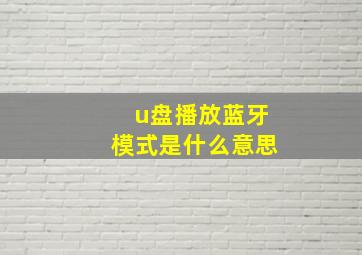 u盘播放蓝牙模式是什么意思