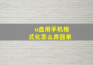 u盘用手机格式化怎么弄回来