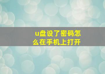 u盘设了密码怎么在手机上打开