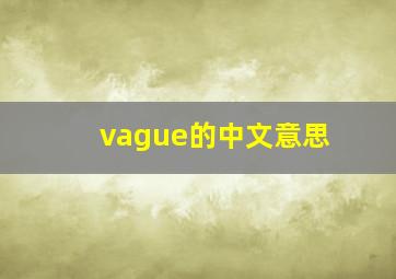 vague的中文意思