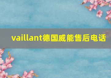 vaillant德国威能售后电话