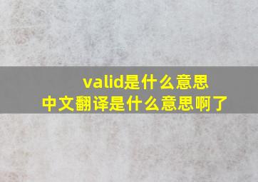 valid是什么意思中文翻译是什么意思啊了