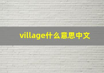 village什么意思中文