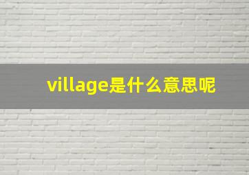 village是什么意思呢