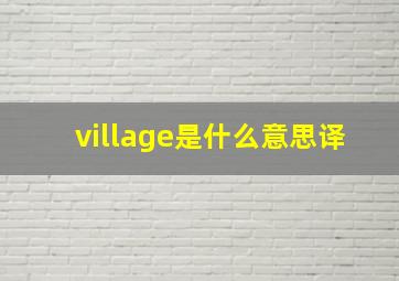 village是什么意思译