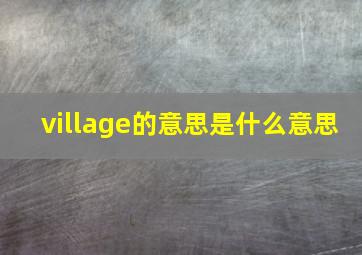 village的意思是什么意思