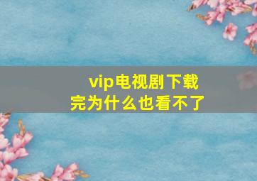 vip电视剧下载完为什么也看不了