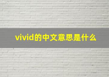 vivid的中文意思是什么