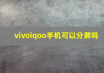 vivoiqoo手机可以分屏吗