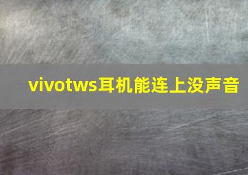 vivotws耳机能连上没声音